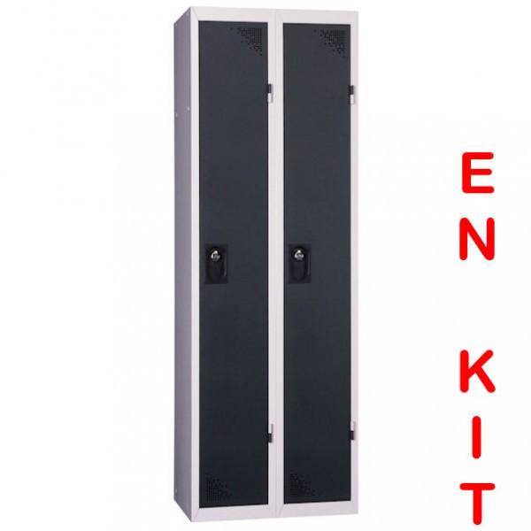 Vestiaire industrie propre - 2 cases - livré démonté - Anthracite - Marque Rolléco_0