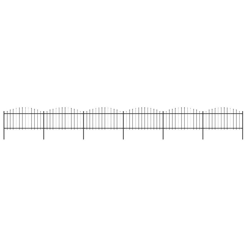 Vidaxl clôture de jardin à dessus en lance acier (1,25-1,5)x10,2m noir 277735_0