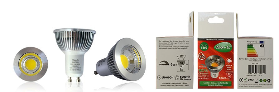 AMPOULE LED GU10 6W 6000°K VISION-EL 78625