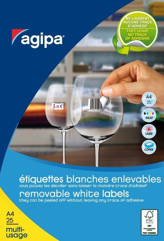 Apli 2200 étiquettes blanches enlevables spéciales bijouterie, format 45 x 8 mm (25 feuilles A4 / cdt) - 3270241196474_0