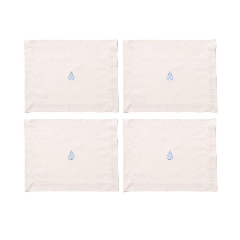 Benetton - Lot de 4 Sets de Table 45x35cm 180GSM en Coton Crème et Bleu - bleu BE731_0