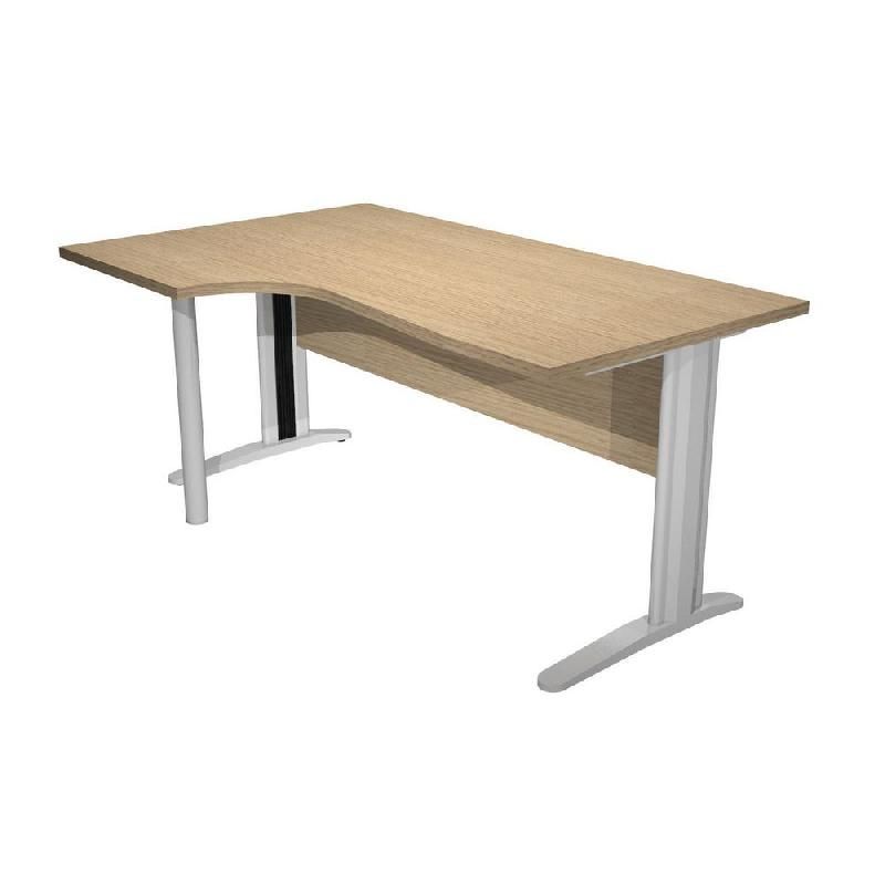 BUREAU COMPACT PRONTO PRESTIGE- RETOUR À GAUCHE L.160 X P.100 CM - PLATEAU CHÊNE - PIEDS L CHROME