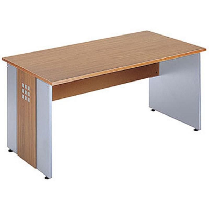 BUREAU DROIT AXIOME - L. 140 X P. 80 CM - PLATEAU MERISIER AXIOME - PIEDS PLEINS ALUMINIUM