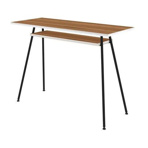 BUREAU TÉLÉTRAVAIL LV1 H.75 X L.100 X P.40 CM PLATEAU NOYER PIÈTEMENT NOIR