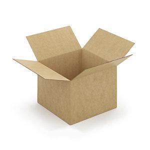 CAISSE CARTON BRUNE SIMPLE CANNELURE À MONTAGE INSTANTANÉ RAJA 25X25X20 CM