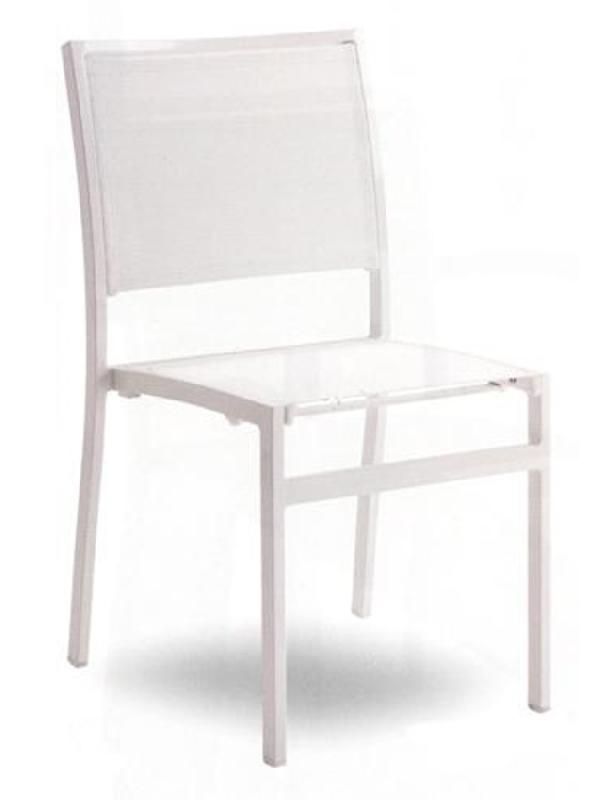 Chaise Dalia - assise et dossier Batyline - châssis aluminium blanc_0
