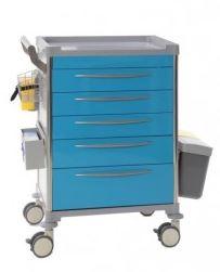 Chariot de soins hospitalier - 5 tiroirs - bleu ciel - modèle 63003 avec accessoires inclus_0