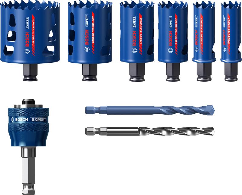 COFFRET SCIES-TRÉPANS TOUGH MATERIAL 9 PIÈCES DE DIAMÈTRE 22/25/35/40/51/68MM - BOSCH EXPERT - 2608900446