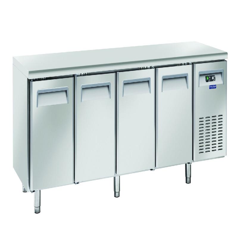 Cool Head table réfrigérée inox 4 portes. Dégivrage auto. Temp. -2°C/+8°C. Mesure 225x60x85 cm. Refroidissement SR4100 - 1747_0