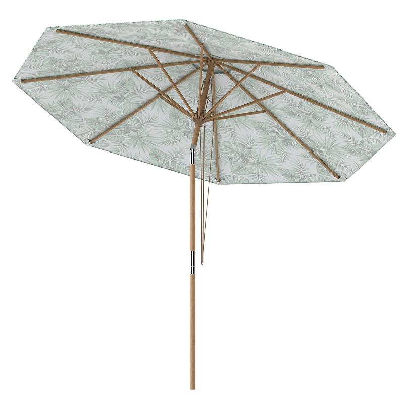 COSTWAY Parasol terrasse 270cm inclinable 30° double côté, poteau et 8 baleines hêtre, dessus ventilé, système poulie pour patio - vert polyeste_0
