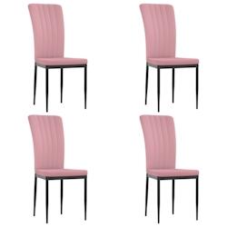 Décoshop26 - Set de 4 chaises de salle à manger en tissu velours rose rembourré de mousse cadre en fer DEC025651 - 3000255368693_0