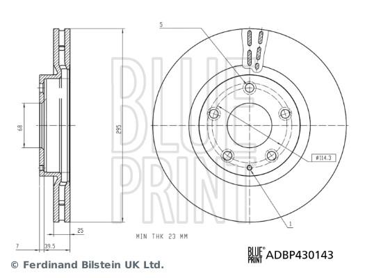 Disque de frein Blue Print ADBP430143 - ventilé de l'intérieur - côté avant_0
