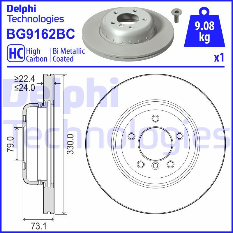 Disque de frein ventilé Delphi BG9162BC - boîte de 2 disques pour assemblage avant_0