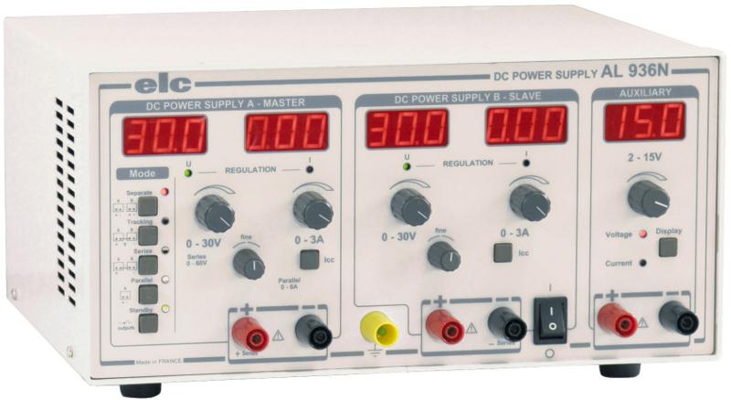 Alimentation DC triple linéaire et stabilisée 200W - ELCAL936N - 0-30V/0-3A - Ventilation silencieuse_0