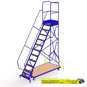 Escabeaux industriels roulants - 10 et 11 marches_0