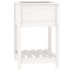 Helloshop26 - Jardinière bac lit surélevé plantes fleurs terrasse jardin avec étagère 54 x 54 x 81 cm bois massif de pin blanc 02_0038395 - 30002_0