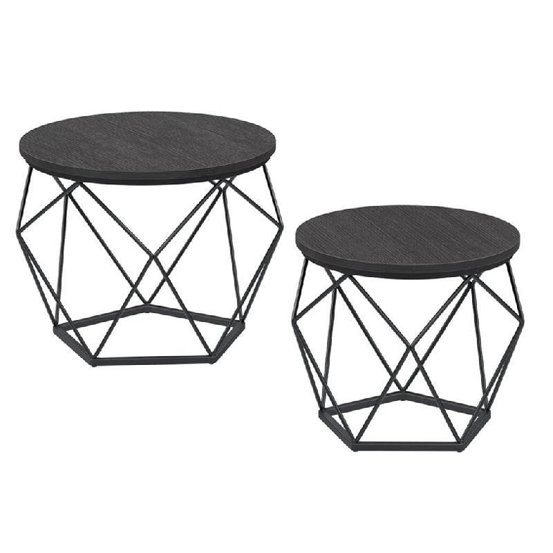 Helloshop26 - Lot de 2 tables d'appoint 50 x 40 cm panneaux d'aggloméré acier noir 12_0006249 - noir acier 3000223468905_0