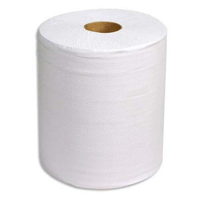 LOT DE 2 BOBINES D'ESSUYAGE BLANCHES - 800 FORMATS PREDECOUPES - 240 METRE - DIM  21 X 30 CM