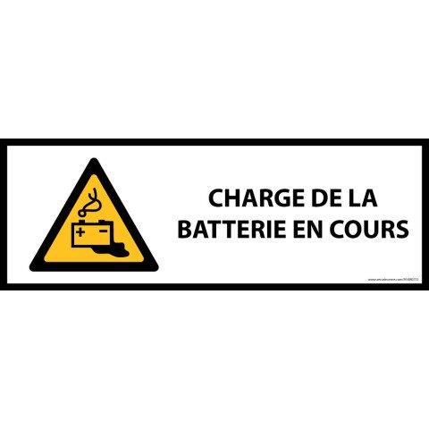 LOT DE 3 - PANNEAU DANGER - CHARGE EN COURS DE LA BATTERIE - W026 - ISO 7010 297 X 105 MM VINYLE