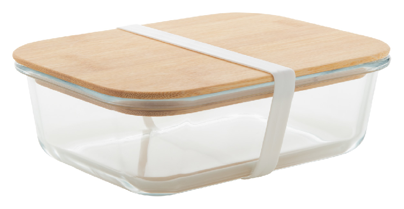 Lunch box en verre 800 ml - couvercle en bambou naturel et sangle en silicone_0