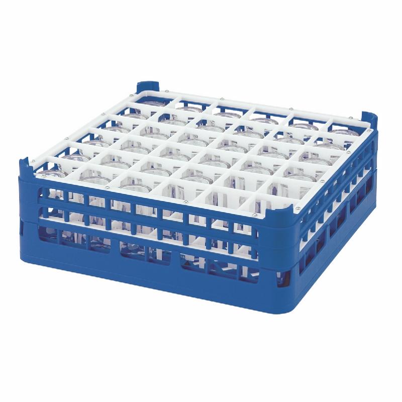 Panier de lavage plastique 500x500 - 36 verres - cases droites hauteur 160-180 mm - 52715C_0