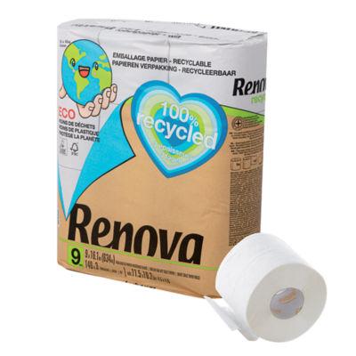 9 rouleaux papier toilette Renova 100% recycled 3 épaisseurs_0