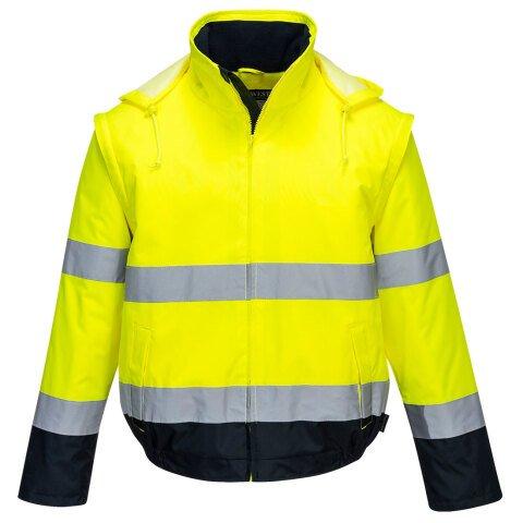 PORTWEST C464 BLOUSON HV 2-EN-1 HV DOUBLÉ POLAIRE JAUNE/MARINE - TAILLE L
