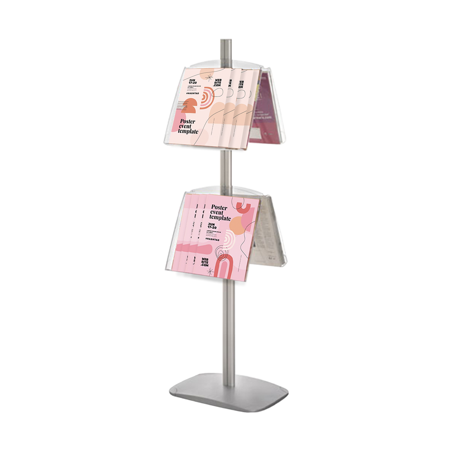 Présentoir Deko double face GRIS avec 4 étagères PLEXIGLASS Réf : 214036 - Modèle double face, esthétique et stable_0