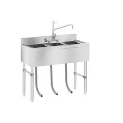 Royal Catering Evier Plonge Profesionnelle Inox RCHS-5 (3 bacs, 100x50x97cm, rebord : 10 cm, profondeur des bassins : 25 cm) - inox 4250928639950_0