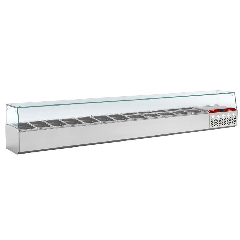 Saladette à ingrédient à poser gn 12x1/4 + gn 1x1/9 avec vitrine - PSX249G/PP9_0