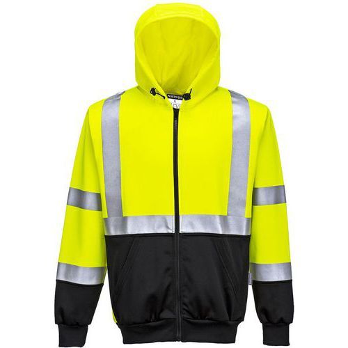 SWEATSHIRT HAUTE-VISIBILITÉ À CAPUCHE B315 NOIR/JAUNE XXXL - PORTWEST