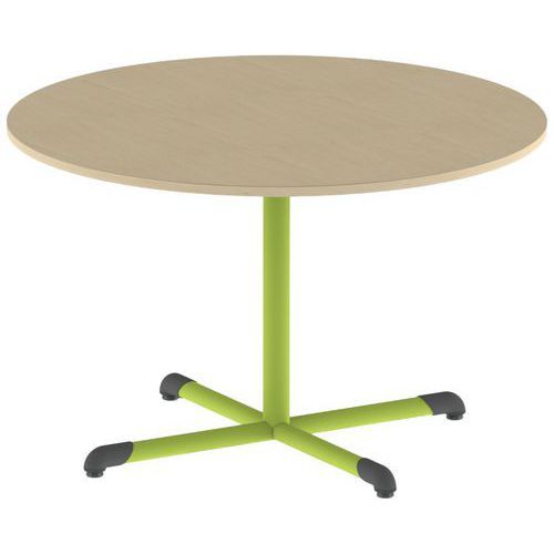 TABLE BANDANA RONDE Ø 120 FIXE T6 STRAT HÊTRE MIEL- VERT - MOBIDECOR