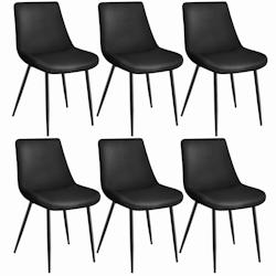 Tectake Lot de 6 chaises Rembourrées aspect velours assise Ergonomique noir - 404937 - noir polyester 404937_0