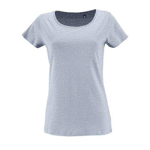 TEE-SHIRT PERSONNALISABLE FEMME EN COTON ORGANIQUE BIO BLEU CIEL CHINE