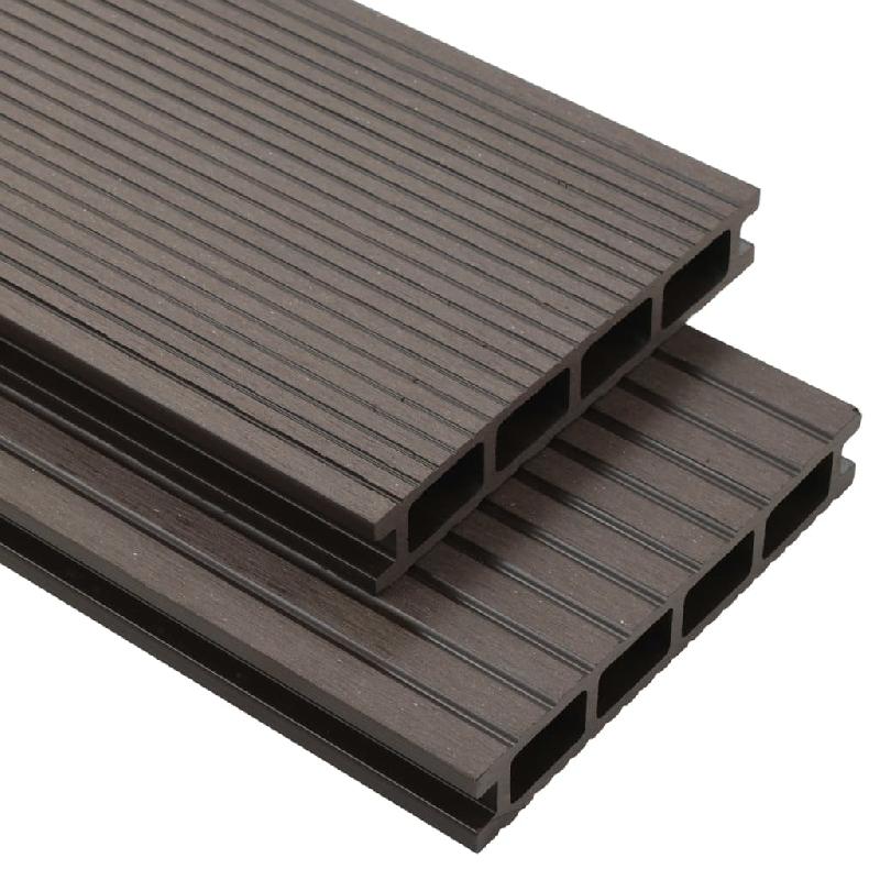 Vidaxl panneaux de terrasse creux wpc 10 m² 2,2 m marron foncé 275718_0