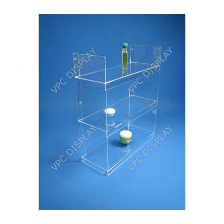Étagère meuble présentoir VMB8111 - 3 niveaux en plexiglas transparent - fixation murale_0