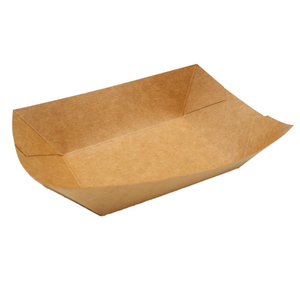 500 barquettes rectangulaires en kraft brun - 390 ml - résistantes et écologiques_0