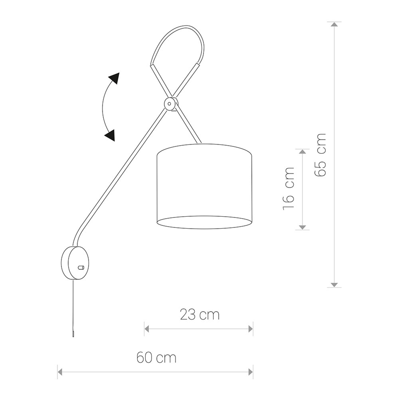 EULUNA APPLIQUE MURALE VIPER AVEC SUPPORT FLEXIBLE, NOIR