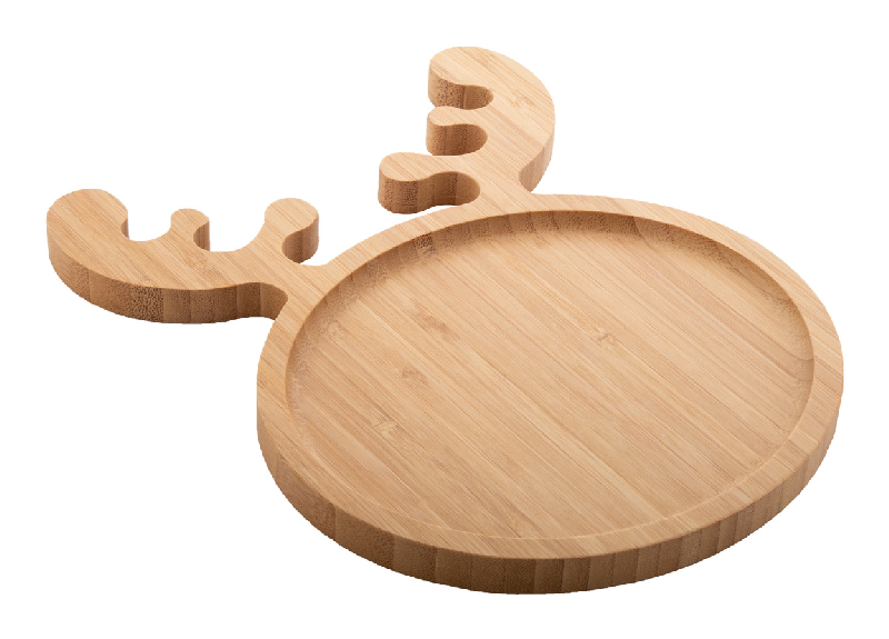 Assiette apéro Noël en bambou - Forme de renne - Couleur naturelle - 300g_0