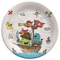 ASSIETTE EN CARTON 'PIRATES', ROND, 230 MM - LOT DE 6