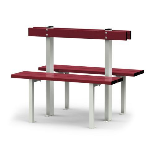 BANC VESTIAIRE DOUBLE SUR PIEDS LONGUEUR GES ASSISE EN ALU