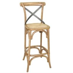 Tabouret de Bar en Bois avec Dossier Croisé Métal - Bolero - marron Bois massif GG657_0