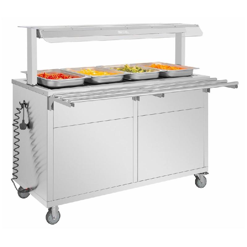 Buffet central mobile avec plaque chauffante 4 x GN 1/1 - Buffalo - JB187_0