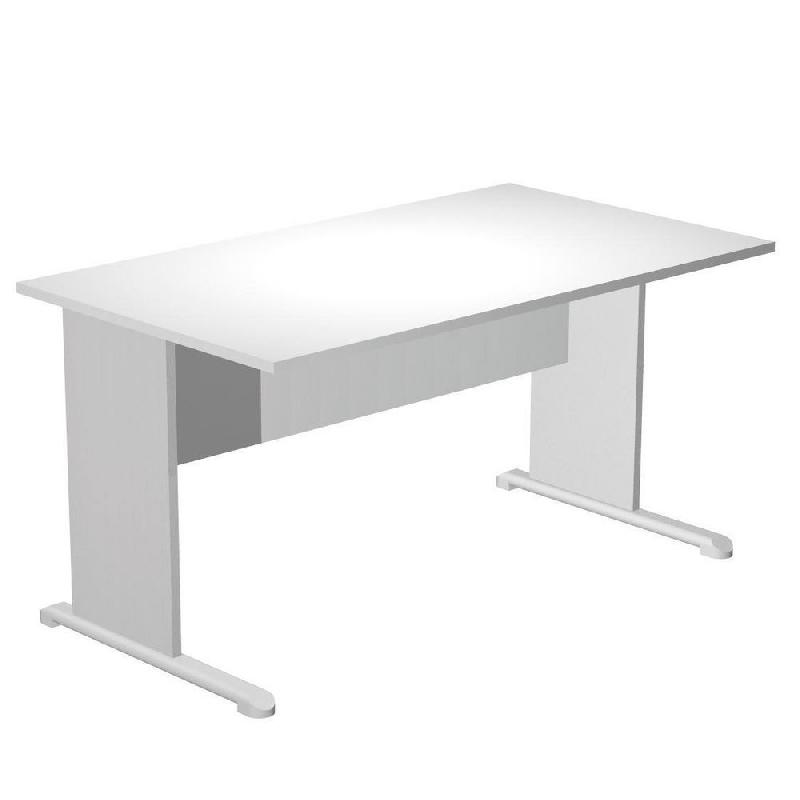 BUREAU DROIT PRONTO TENDANCE - L.160 X P.80 CM - PLATEAU BLANC - PIEDS L ALUMINIUM