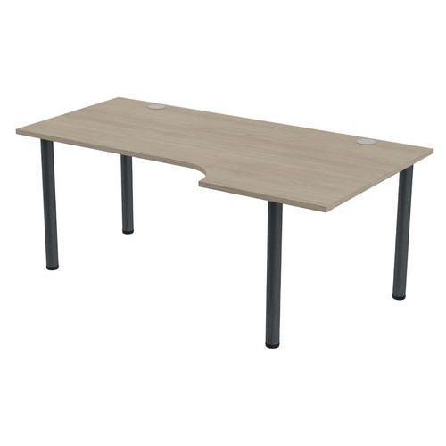 BUREAU TUBO COMPACT DROITE 180 X 100 CM CHÊNE GRIS ANTHRACITE - MBA
