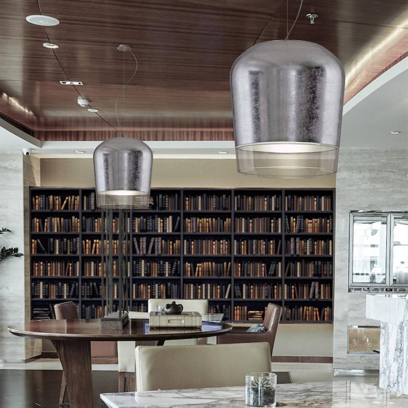 CASABLANCA SYSS SUSPENSION 1 LAMPE ARGENTÉE Ø 23CM