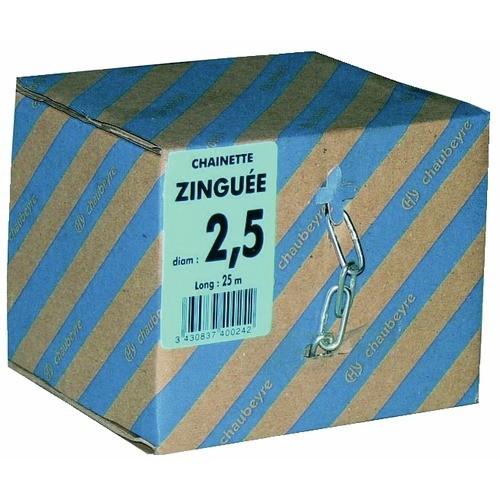 CHAÎNES DROITES MAILLONS LONGS EN ACIER ZINGUÉ-26 X 6 MM CHAUBEYRE