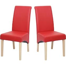 Décoshop26 - Lot de 2 chaises de salle à manger en synthétique mat rouge pieds en bois clairs CDS04479 - 3000428569605_0