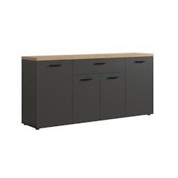 Deladeco Matelpro - Buffet/bahut moderne 180 cm anthracite/chêne Baggy - Moderne & Design - -  -Types de portes: Battantes - 3665367399517_0