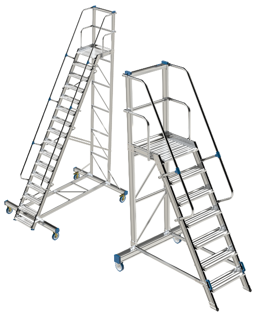 Escabeau mobile en aluminium 60° - plateforme 600 x 600 mm - 2 à 20 marches - norme EN 131.7_0
